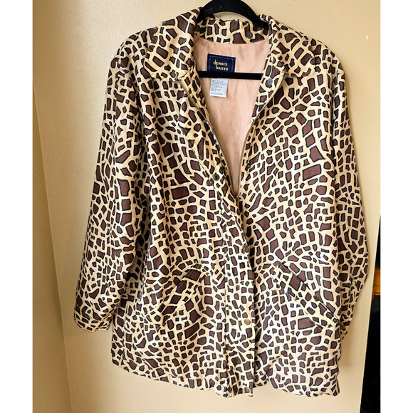 VINTAGE Dennis Basso Silk Giraffe Jacket Lined Size Small - Picture 1 of 8